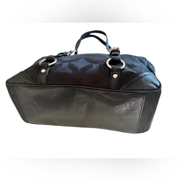 Coach Signature 19404M Gallery Op Art Black Satin & Leather Shoulder Purse Bag - Picture 2 of 10